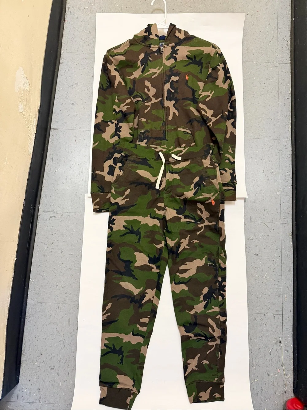 Ralph Lauren Kids Camo Zip-Up Hooded Jumpsuit - Green/Brown/Black
